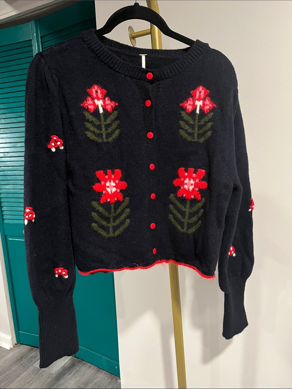 FREE PEOPLE NWT Nonna Knit Cardi / Midnight Bloom Combo - Picture 8 of 12